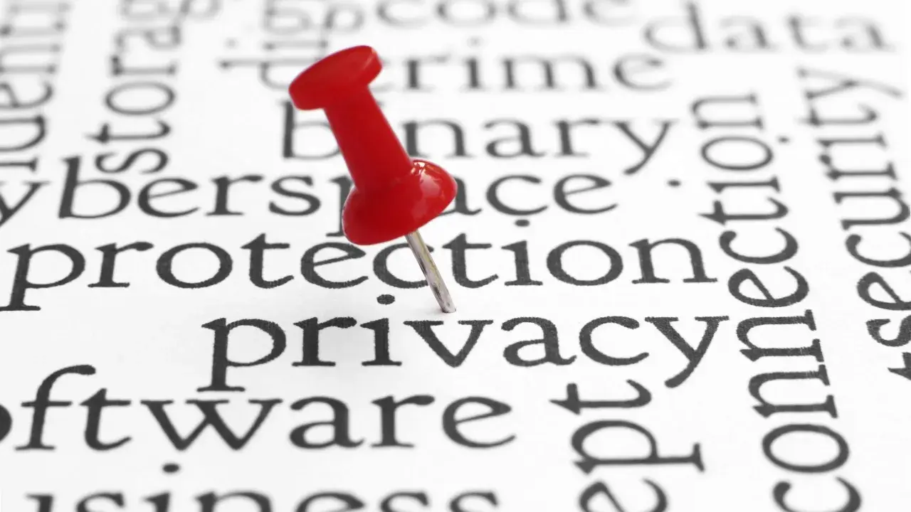 Puntina rossa su "privacy" in un testo che parla di protezione dati e sicurezza. La privacy by default è fondamentale.