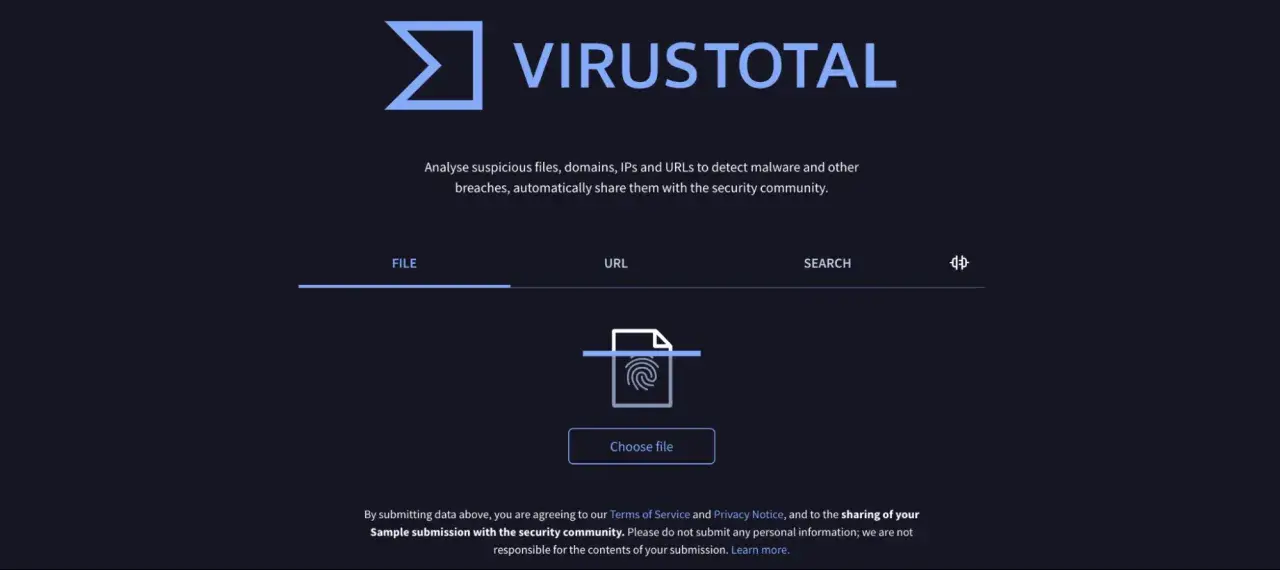 VirusTotal: cos'è? Analizza file, domini, IP e URL per rilevare malware. Carica un file per iniziare.
