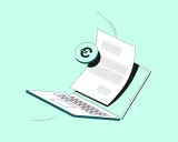 Un laptop aperto con un foglio e un simbolo dell'euro, che illustra il fattura differita significato.