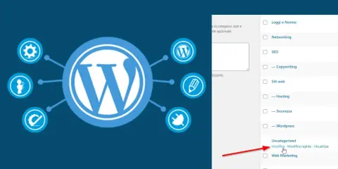 Interfaccia WordPress con opzioni di modifica. Impara come si usa WordPress per gestire i tuoi contenuti.
