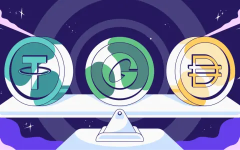 Bilancia con tre monete digitali: Tether, Gemini Dollar e DAI. Capire cosa sono gli stablecoin è fondamentale per navigare nel mondo crypto.