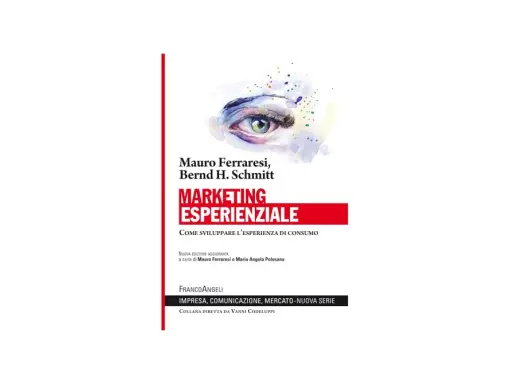 Copertina libro "Marketing Esperienziale" di Ferraresi e Schmitt. Un occhio stilizzato domina la scena, simbolo di come il marketing esperienziale catturi l'attenzione.