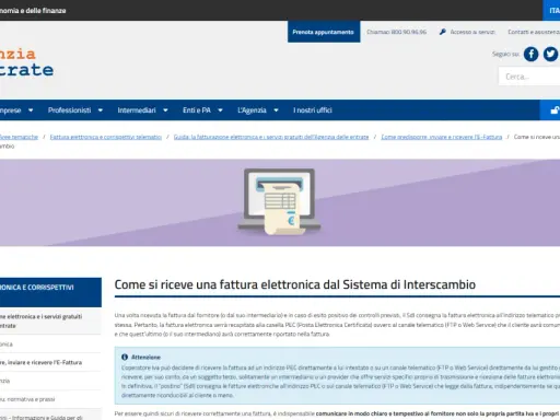 Guida alla fattura elettronica: come ricevere una fattura elettronica dal Sistema di Interscambio, inserendo il codice destinatario fattura.