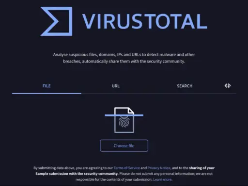 VirusTotal: cos'è? Analizza file, domini, IP e URL per rilevare malware. Carica un file per iniziare.