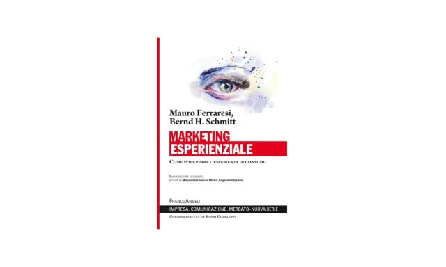 Copertina libro "Marketing Esperienziale" di Ferraresi e Schmitt. Un occhio stilizzato domina la scena, simbolo di come il marketing esperienziale catturi l'attenzione.