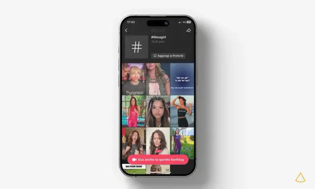 Schermata TikTok con hashtag #likeagirl. Scopri che hashtag usare su TikTok per contenuti simili.