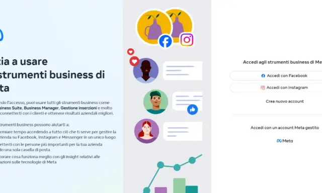 Gestisci la tua attività su Meta con Business Manager. Accedi con Facebook o Instagram per connetterti con i clienti e migliorare i risultati.