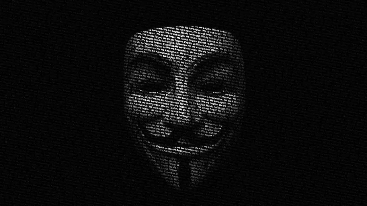 Maschera di Guy Fawkes creata con il testo