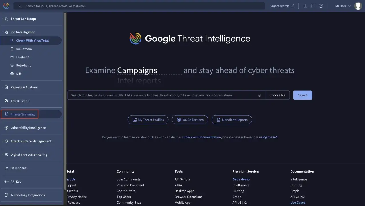 Google Threat Intelligence: cos'è? Analizza campagne e minacce informatiche, con opzioni di ricerca avanzata e integrazione con VirusTotal.