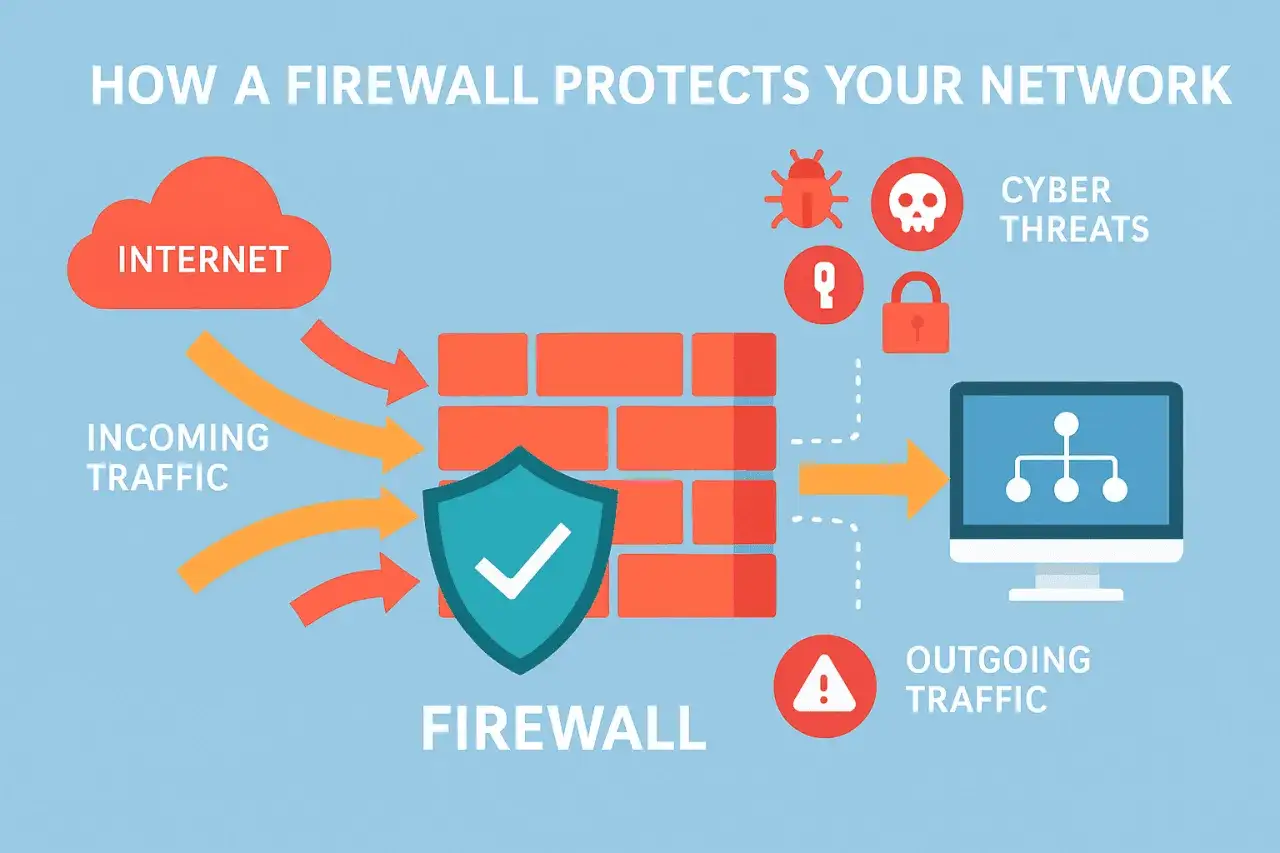 Il firewall, come un muro di mattoni, protegge la rete da traffico in entrata e minacce cyber, garantendo la sicurezza.